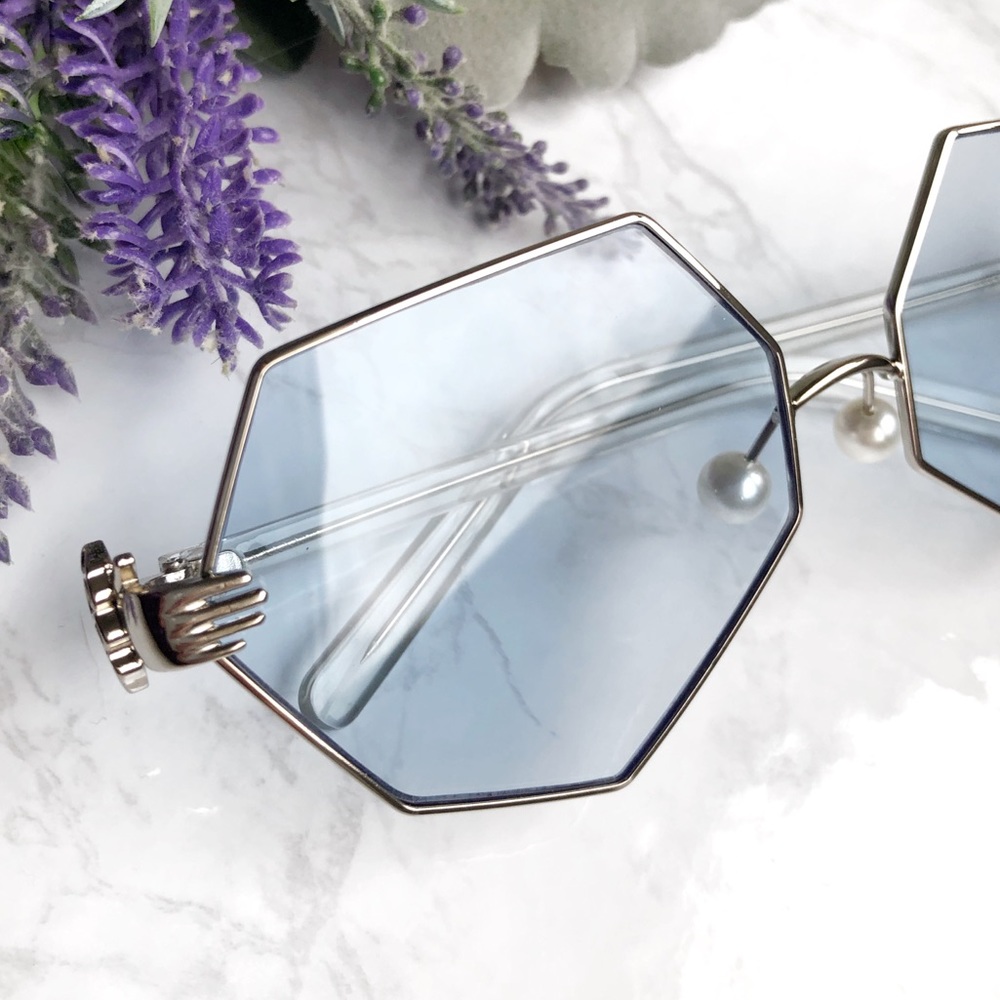 Fashion Oversized Sunglasses Pearls Nose Pads - Picture 2 of 6